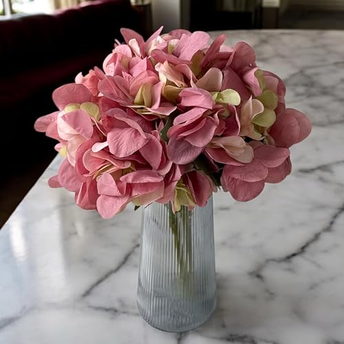 Image of Art Street Artificial Pink Hydrangea Flower Stick for Vases| Faux Flowers| Ideal for Home Decor, Items for Living Room, New Year Decor| 6 Head Flower|Size: 18 Inch (Set of 1)