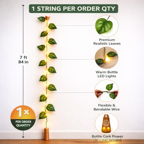 Image of Akaar Decor's Artificial Money Plant /Hydrangea String with Light for Home Office | Hanging Vine Creeper with Light | Door Wall & Balcony | Party Festival (Money Plant)