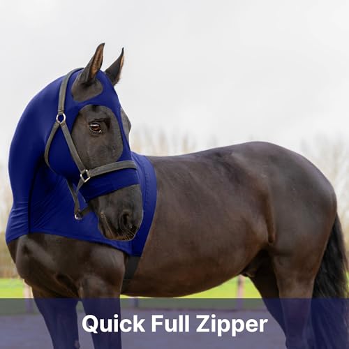 Image of Resistance Horse Hood Slinky Lycra Zippered Mane Braid Shoulder Guard - Horse Sleazy Slickers Care Sheet