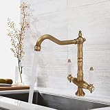 【Materiale selezionato】Il nostro rubinetto a due manopole per il lavabo è realizzato in ottone massiccio. Questo materiale senza piombo garantisce acqua pulita e sicura, previene ruggine e corrosione e dura più a lungo delle normali rubinetterie in lega.
