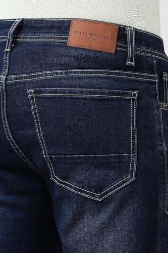 Image of Peter England Men's Slim Tapered Jeans | Denim Mid Wash | Casual Wear | Modern Fit