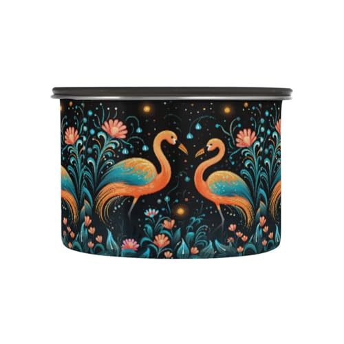 Linnyio Fancy Watercolor Flamingos Coffee Storage Containers Jar Food Canisters Set for Kitchen Counter Pantry,Ideal for Sugar Flour Tea Candy Oats