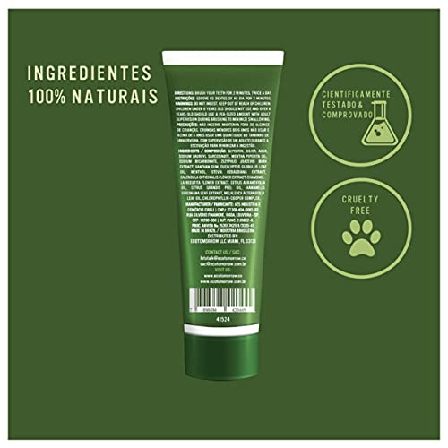 Ecotomorrow Tea Tree Chlorophyll Whitening Toothpaste With Peppermint Essential Oil And Natural Juá - Fluoride Free, Plant Based, Vegan - 4.0Oz #TOP4