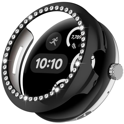 �yNINKI�z�K�p Google pixel watch3 �P�[�X �L���L�� ���b�L �o���p�[ 41mm �P�[�X PC �y�ʌ^ �_�C�������h �N���X�^�� �s�J�s�J �����ȒP �V���v�� �J�o�[ �O�[�O���s�N�Z���E�H�b�` �V���[�Y3 �P�[�X (�u���b�N 41m