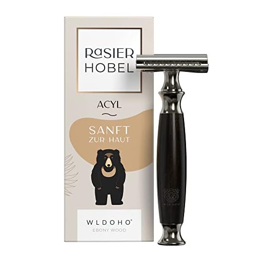 WLDOHO® Maquinilla de Afeitar Clásica - Maquinilla de Doble Filo de Madera de Ébano - 5 Cuchillas para el Safety Razor - Acyl