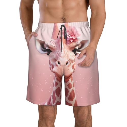 Men's Swim Trunks Quick Dry Board Shorts Mens Bathing Suit Swimsuits Giraffe Beach Shorts with Pockets