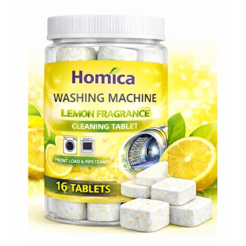 Image of Washing Machine Cleaner Tablets (16 Tablets) | Drum & Pipe Deep Cleaner |Removes Odour, Limescale & Residue | For Front Load & Top Load Fully Automatic Washing Machines | Lemon Scent (Lemon)