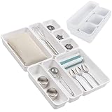 PARENCE – XXL Modularer Besteck-Organizer – Set aus 8 Schubladen-Aufbewahrungsfächern – Verstellbare Kunststofftrennwände – Ideal für die Küche, Utensilien – Anpassbar, stapelbar