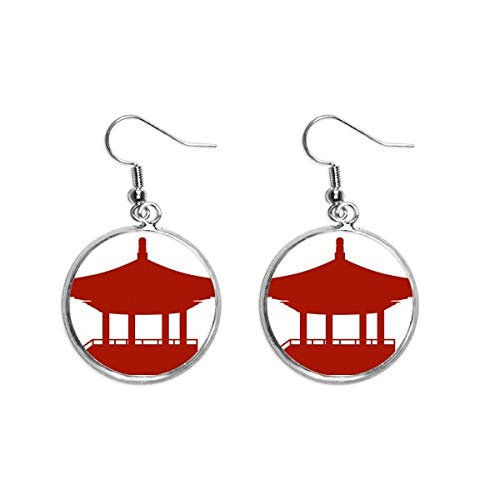 China Pavilion Culture - Pendientes colgantes de plata para mujer