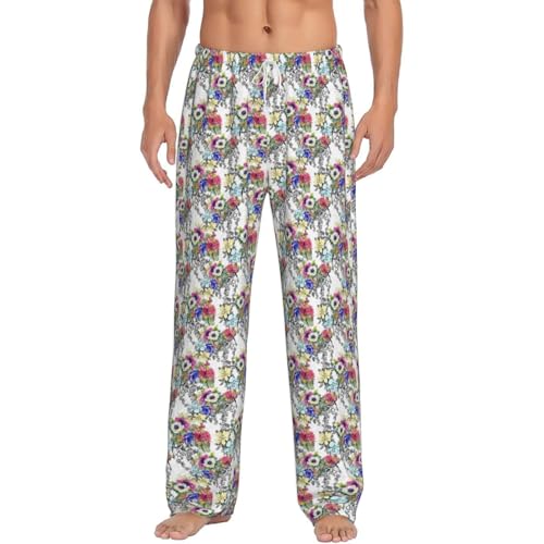 Pantalon de pyjama homme fleurs et oiseaux en coton léger