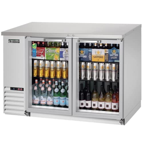 EBB48G-SS 49" Stainless Steel Two-Door Glass Door Back Bar Cooler, 14-Cubic Feet, NSF