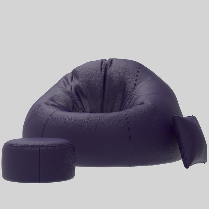 ComfyBean Bag with Beans Filled XXXL Bean Bag Sofa with Free Cushion and Footrest - Official : LoungeLuxe Combo (Matching Color : Regular, Indigo) - Image 4