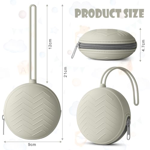Aolso Silikon Baby Schnullerbox, Aufbewahrung Schnullerhalter Case, BPA-Frei Schnullertasche, Tragbare Schnulleraufbewahrung Box, Wasserdicht Schnullerbox, Mädchen & Junge (Hellgrau)