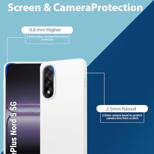 Image of LIRAMARK Liquid Silicone Soft Back Cover Case for OnePlus Nord 5 5G| Soft Micro-Fibre Lining Inside | Camera Protection Bump (White)