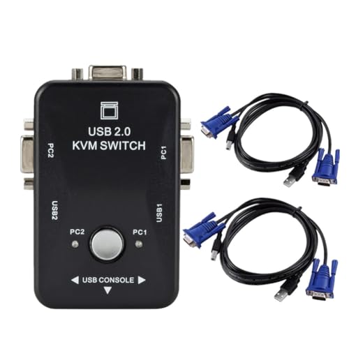 Buhdjfnke Conmutador KVM USB 2.0, 1920 X 1440, VGA, SVGA, Caja Divisora de 2 Puertos con Dos Cables