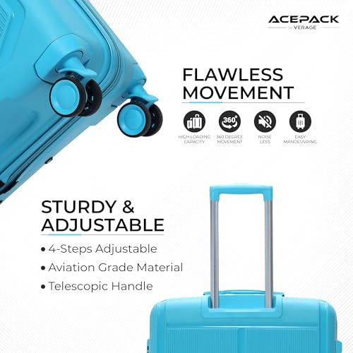Image of ACEPACK by Verage Megatron Hard Side Polypropylene Luggage Set of 2 (Cabin 41L + Medium 74L) | Lightweight Unbreakable Suitcase Set with 360 Silent Spinner Wheels, Number Lock & Telescopic Handle