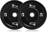 Hantelscheiben 2er Set Gewichtsplatte je 25LB, Ø50 mm Bohrung, Gummi mit Stahlkern, Geräuscharm, Bodenschonend Für Krafttraining, Gewichtheben, Kniebeugen & Deadlifts