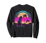 Cat Vaporwave Retrowave Aesthetic Synthwave 80s Palm Tree Sweatshirt