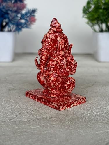Image of Salvus App Solutions Red Shade Double Face Ganesh Statue: Auspicious Decor for Car Dashboard, Home-Office - Symbolizing Wealth, Income, and a Bright Future (2x3 inch)