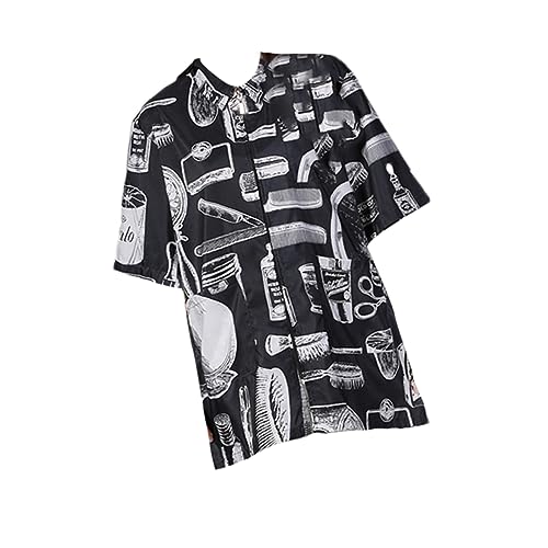 FRCOLOR 1 Stück friseur arbeitskleidung Haarschneide Kleidung Friseur Uniform Haarschneide Arbeitskleid Haarschneidekleid Stylisten-Salonkittel Accessoires für Friseurkleidung Black