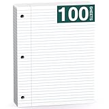 Note Pads 8 X 10.5 Loose Leaf Paper, 100 Sheets, 3 Hole Punched Lined Paper, College Ruled 8 X 10.5 Notebooks...