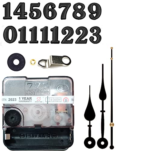 Image of 12 Pcs Arabic Mirrored Acrylic Numerals Movement Machine 22mm for Wood Resin Marble Clock Fancy Needles Pack 2 (Black D2)
