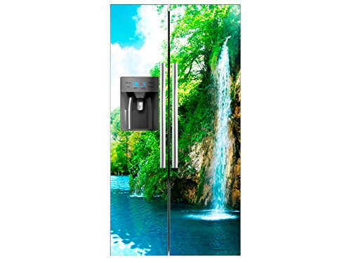 Vinilo Frigorífico Americano Cascada | 91x176cm | Varias Medidas | Pegatinas de Nevera Económicas y Elegantes | Vinilo Nevera