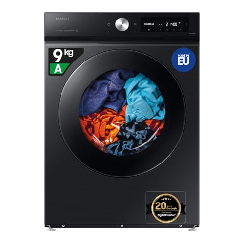 Samsung Lavatrice BESPOKE AI WW90DB7U94GB/U3 Libera installazione, 9 Kg, Ecodosatore, Super Speed, AI Wash, Corpo: Nero, Oblò: Nero, 60l x 85h x 60p cm