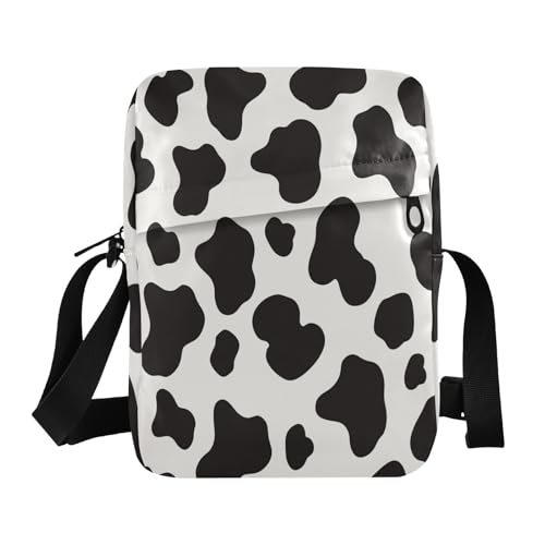 small messenger bag for women crossbody bag men Woman Cross Body Purse Adjustable Strap for Casual Casual- Cow Print Black White