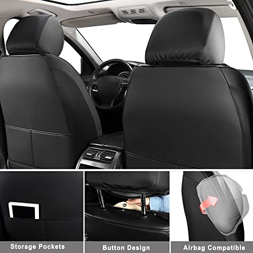Huidasource Car Seat Covers Full Set, Leather Vehicle Cushion Covers, Universal Fit For Most Car Sedan Suv Pickup Truck, Fit Acura Honda City Nissan Altima Mazda Hyundai Audi A3 A4(Full Set/Black) #TOP2
