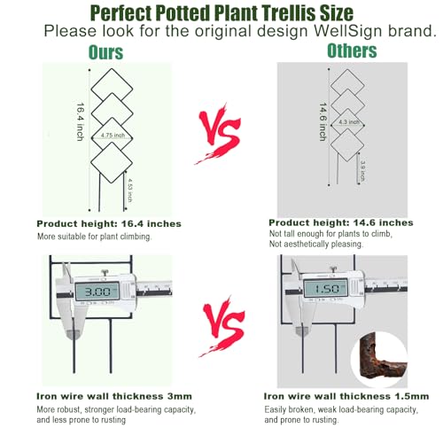 Indoor Plant Trellis for Climbing Plants, 16inch Small Garden Metal Trellis for Potted Plants Outdoor with Different Patterns for Vine Ivy Flower Plant Support 4 Pack