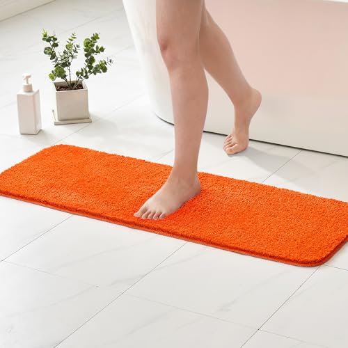 MIULEE Bath Mats Non Slip Bathroom Mats Shower Mat Absorbent Rug Large Rug Door Mat Inside Kitchen Rugs Carpet for Bathroom Bedroom Kitchen Entrance 45x120 cm Orange - Image 2