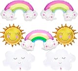 Rainbow 31-inch Balloon Set - Pack of 7, Includes Sun & Cloud Mylar Balloons for Canticos Birthday Decorations