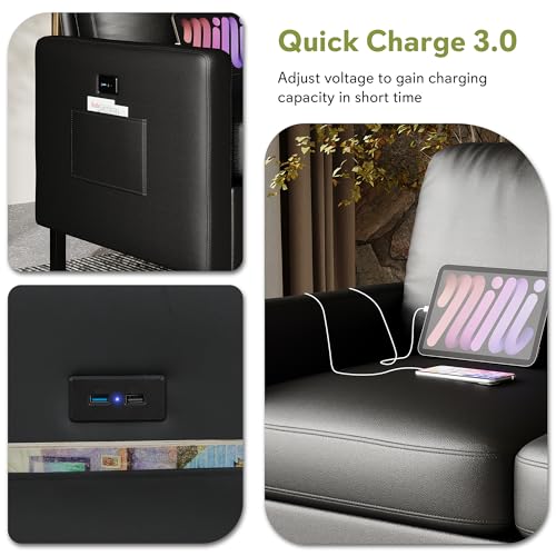 Image of STHOUYN Modern 2 Piece Faux Leather Couch and Chair Set, 56 Inch, USB Ports