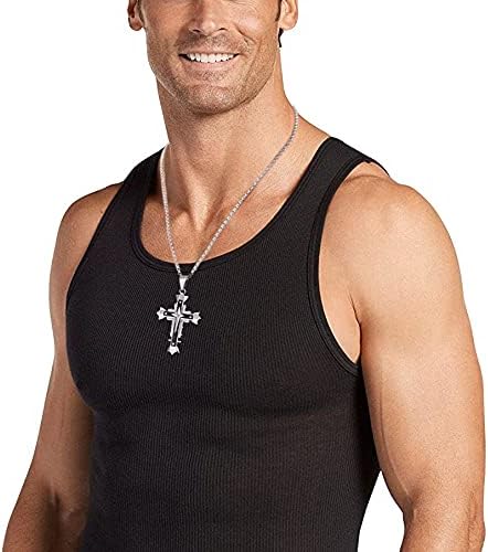 Stainless Steel Large Jesus Christ Cross Pendant Necklace Religious Jewelry For Men,On 24 In Rolo/Byzantine Chain,Silver/Gold/Black - Image 6