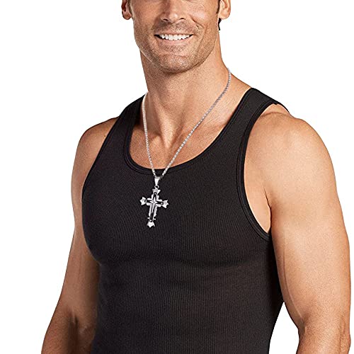 Govenus Stainless Steel Large Jesus Christ Cross Pendant Necklace Religious Jewelry For Men,On 24 In Rolo Chain,Black #TOP5