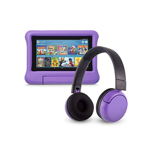 Fire 7 Kids Edition-Tablet (16 GB, violette kindgerechte Hülle) mit PopTime-Bluetooth-Headset (Altersklasse: 8-15 Jahre)