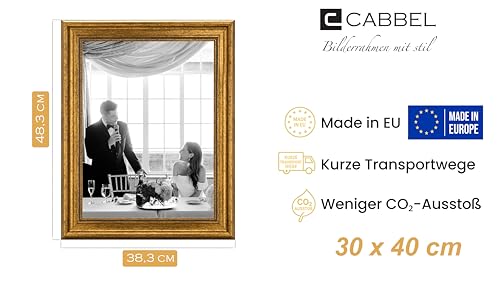 CABBEL Bilderrahmen 30x40 cm Gold – Barock Vintage Rahmen im Antik Look für Poster, Fotos & Urkunden – Mit bruchsicherem Acrylglas – Dekorativ & Elegant – Perfekt für Wohnzimmer, Büro oder Galerie