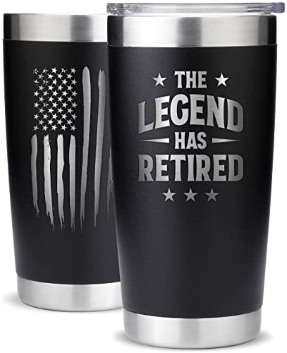 Prpinkrain Retirement Gifts For Men 2023 - The Legend Has Retired - American Flag Tumbler, Retirement Gag Gifts Idea For Men, Him, Dad, Grandpa, Husband, Coworkers #TOP2