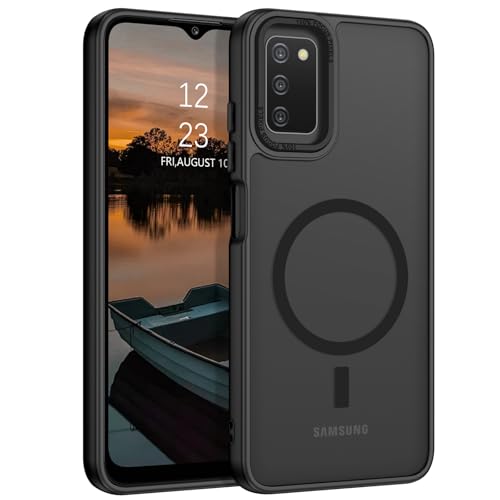 GUAGUA for Samsung Galaxy A03s Case Compatible with MagSafe Magnetic Cases Translucent Matte Back Slim Skin Feeling Anti-Scratch Shockproof Protective Phone Case for Samsung Galaxy A03s 6.5'', Black