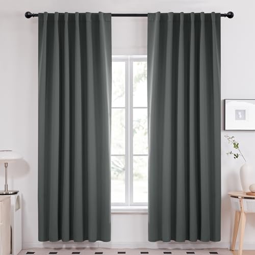 Deconovo Long Blackout Patio Door Curtains Back Tab and Rod