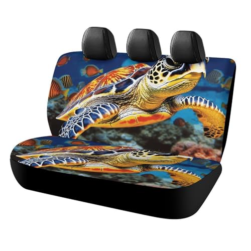 Housse de siège arrière pour chien motif tortue de mer pour voiture et SUV
