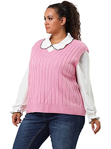 Agnes Orinda Women's Sweater Vests Plus Size V Neck Sleeveless Cable Knit Pullover Sweaters Tank Tops4