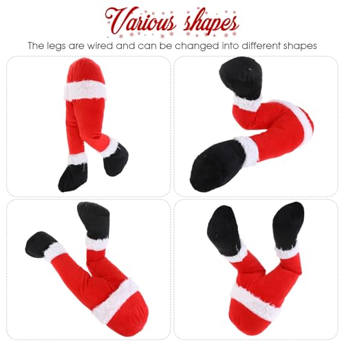 FOMIYES Santa Claus Legs Christmas Tree Hanging Wreath Parts House Legs Ornament Animated for Tree Decoration (Red) - Image 4