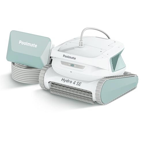 Poolmate Hydro 4 SE Corded Robotic Pool Cleaner, 150W 180μm Class Basket Filter Pool Vacuum with Climbing Walls & Floors, Ideal for Inground Pools Up to 40FT Long Cable