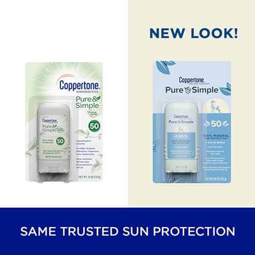 Image of Coppertone Pure & Simple Mineral Face Sunscreen Stick, SPF 50, 0.49 oz