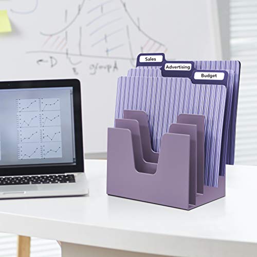 Trieur à 5 compartiments inclinés violet pour ne plus perdre vos lettres importantes sur le bureau