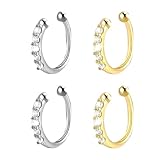 KRFWGUU Set Di 4 Piercing Finti Per Naso, Anello Per Labbra, 20G Per Naso Oro Sottile, Anello Segmentato Clicker In Acciaio Chirurgico, Per Setto/Orecchio/Helix O Trago (8-10Mm)