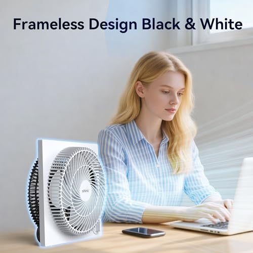 Image of shinic 9 Inch Frameless Box Fan, 3-Speed Lightweight Window Fan with ABS Plastic Housing, ETL Listed Small Cooling Fan for Bedroom, Home Office, Kitchen, Garage