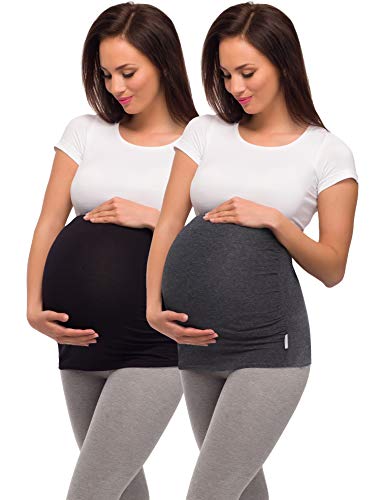 Be Mammy Bandas de Maternidad del Vientre 04 2 Pack (Negro + Melange...